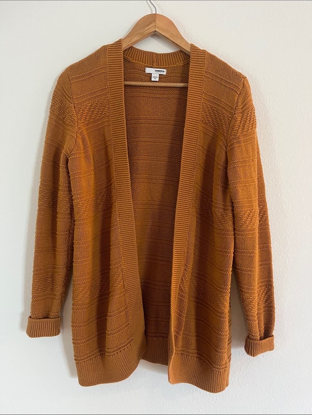 Sonoma Yellow Open-Front Cardigan Sweater